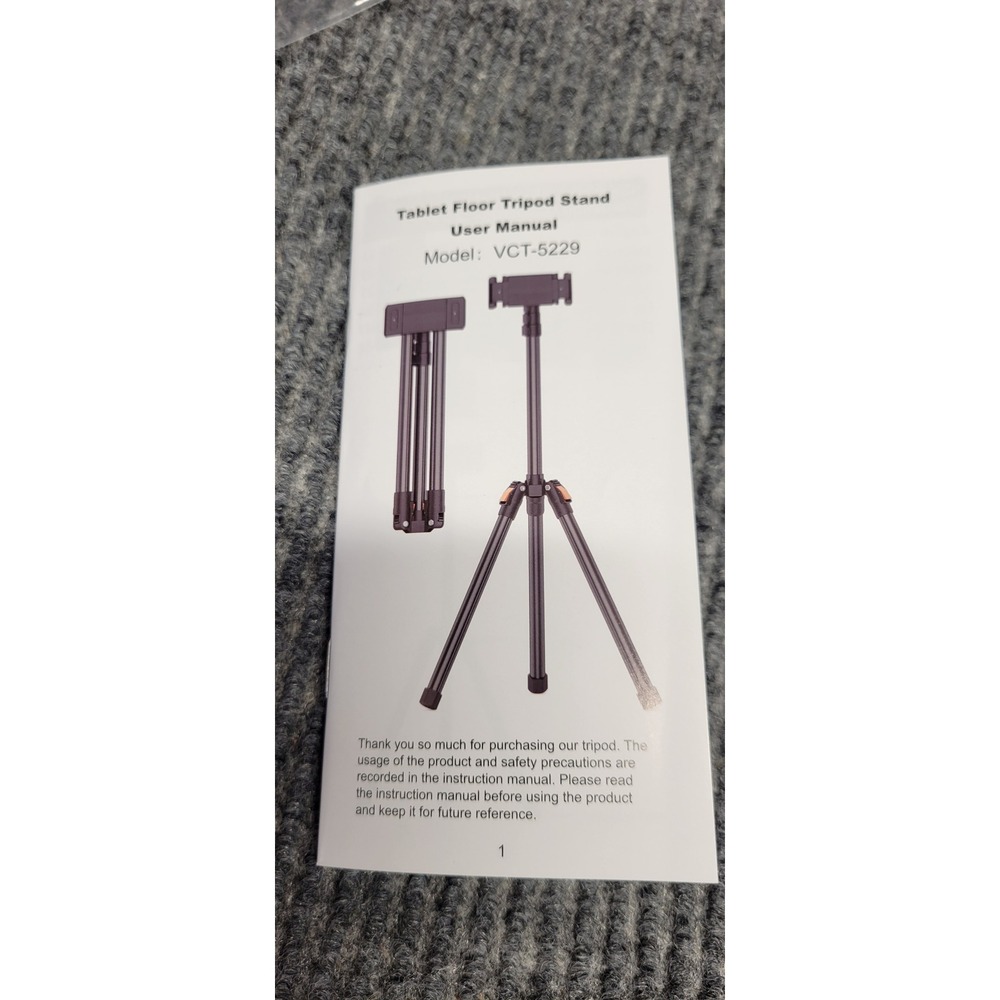 Tablet Floor Tripod Stand VCT-5229 Adjustable Mount with Carrying Bag Black